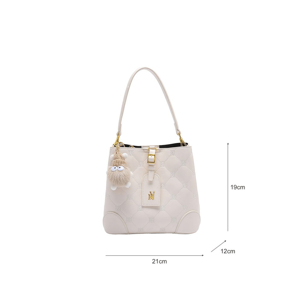 Diamond Stitched Quilted Leather Bucket Bag