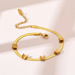 DIEYURO 316L Stainless Steel Butterfly Snake Chain Bracelet For Women Gold Color Fashion Girls Wrist Jewelry Party Casual Gifts B598