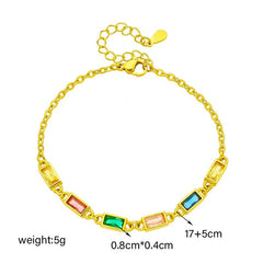 DIEYURO 316L Stainless Steel Colorful Crystal Zircon Charm Bracelet For Women Girls Fashion Fine Bangles Non-fading Jewelry Gift B804