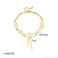 DIEYURO 316L Stainless Steel Heart Love Anklets For Women Girl New Trend Multi-layer Chains Non-fading Jewelry Gift Party 2023 B903