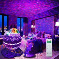 Dinosaur Egg Galaxy Projector: Starry Night Light with Bluetooth Speakers, LED Nebula Lamp - Cute Gaming Room Decor and Kids Gift