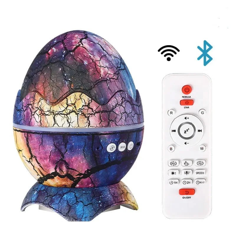 Dinosaur Egg Galaxy Projector: Starry Night Light with Bluetooth Speakers, LED Nebula Lamp - Cute Gaming Room Decor and Kids Gift Interstellar blue / CHINA