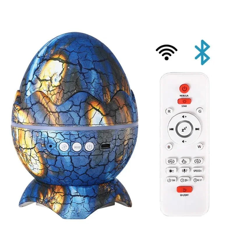 Dinosaur Egg Galaxy Projector: Starry Night Light with Bluetooth Speakers, LED Nebula Lamp - Cute Gaming Room Decor and Kids Gift Miba Blue / CHINA