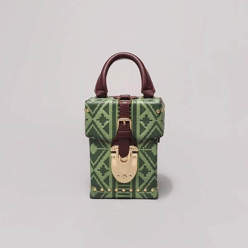 Distinctive Patterned Leather Crossbody Bag Green