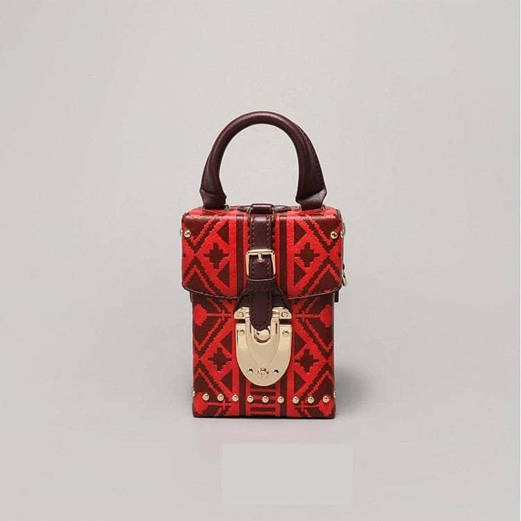 Distinctive Patterned Leather Crossbody Bag Red