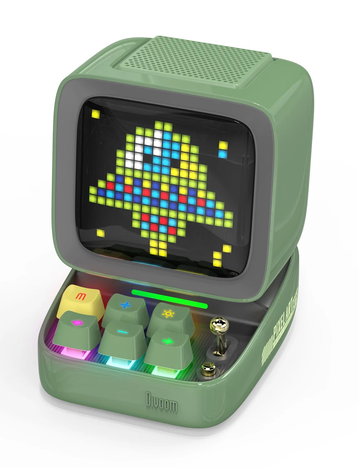 Divoom Ditoo Pixel Art Bluetooth Speaker - Wireless, 15W Output Power, Ideal for Gaming Room Setup with 16x16 LED App-Controlled Front Screen Green