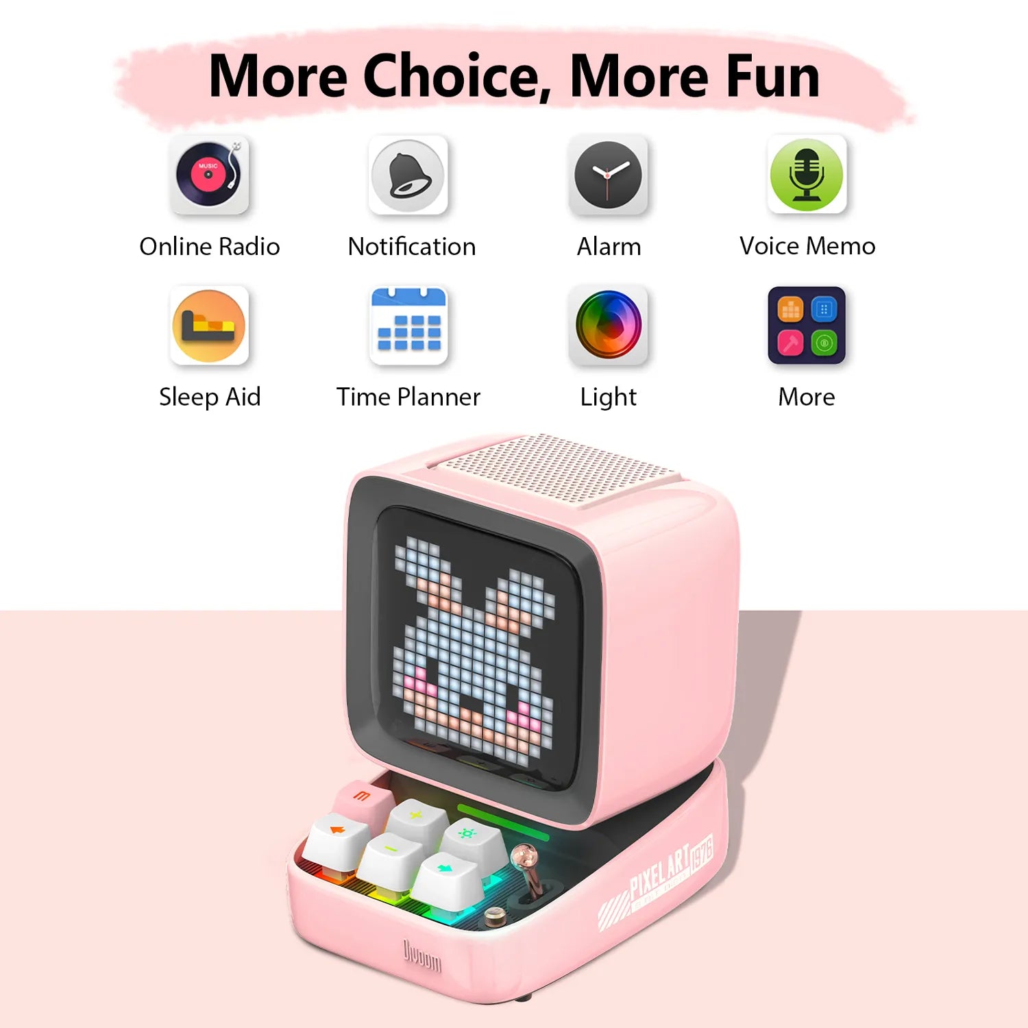 Divoom Ditoo-Pro Retro Pixel Art Bluetooth Speaker - Portable, Alarm Clock, DIY LED Display Board, Cute Gift, Home Light Decoration