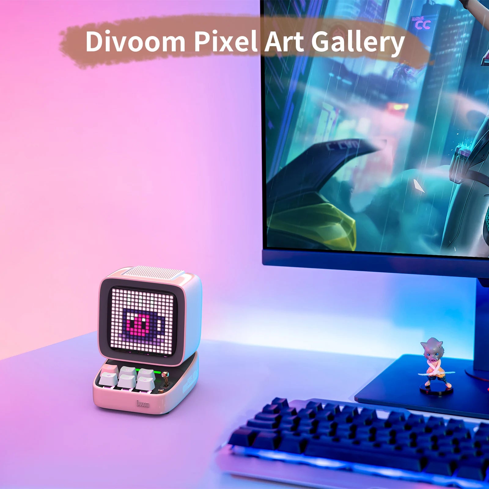 Divoom Ditoo-Pro Retro Pixel Art Bluetooth Speaker - Portable, Alarm Clock, DIY LED Display Board, Cute Gift, Home Light Decoration
