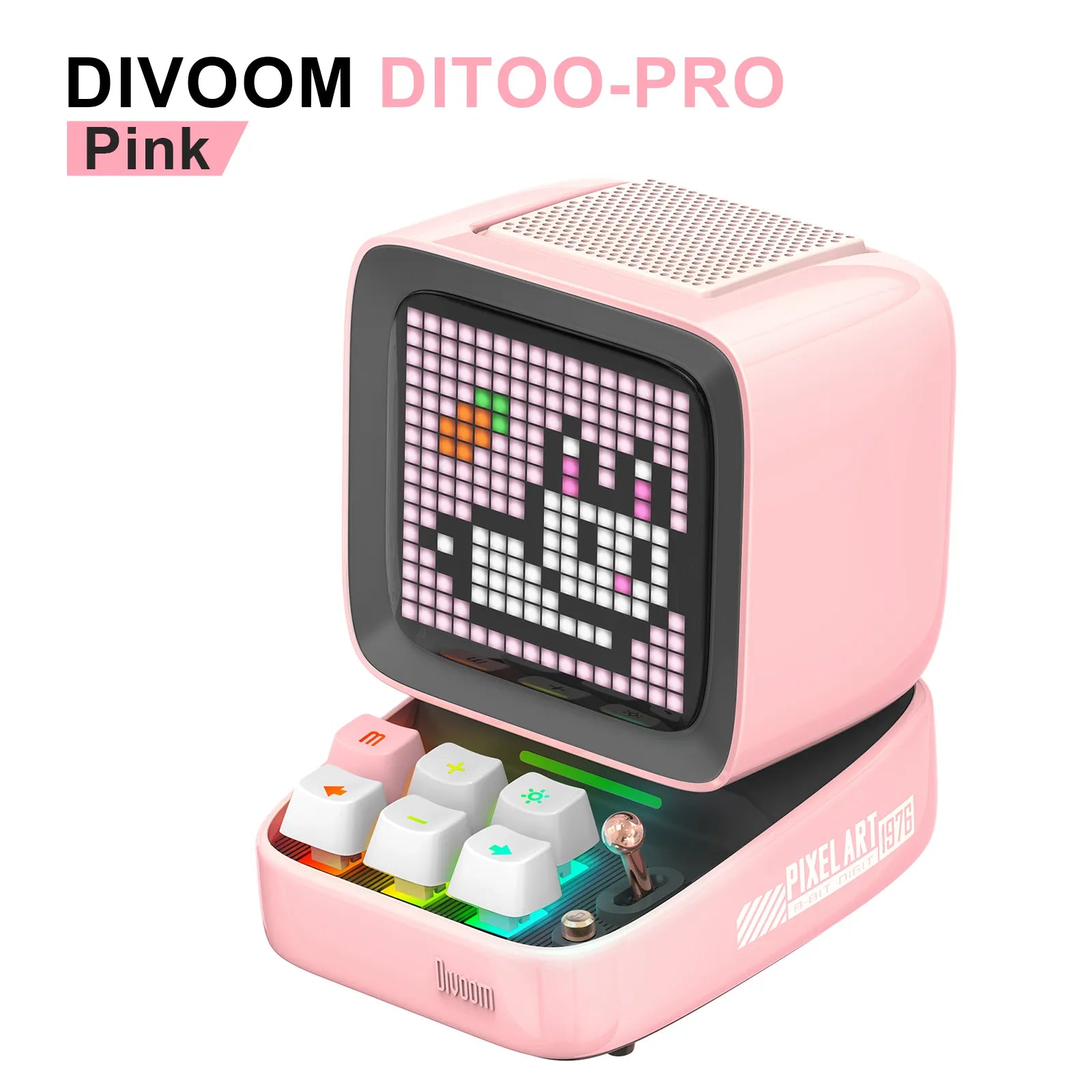 Divoom Ditoo-Pro Retro Pixel Art Bluetooth Speaker - Portable, Alarm Clock, DIY LED Display Board, Cute Gift, Home Light Decoration Ditoo-Pro Pink / Speaker