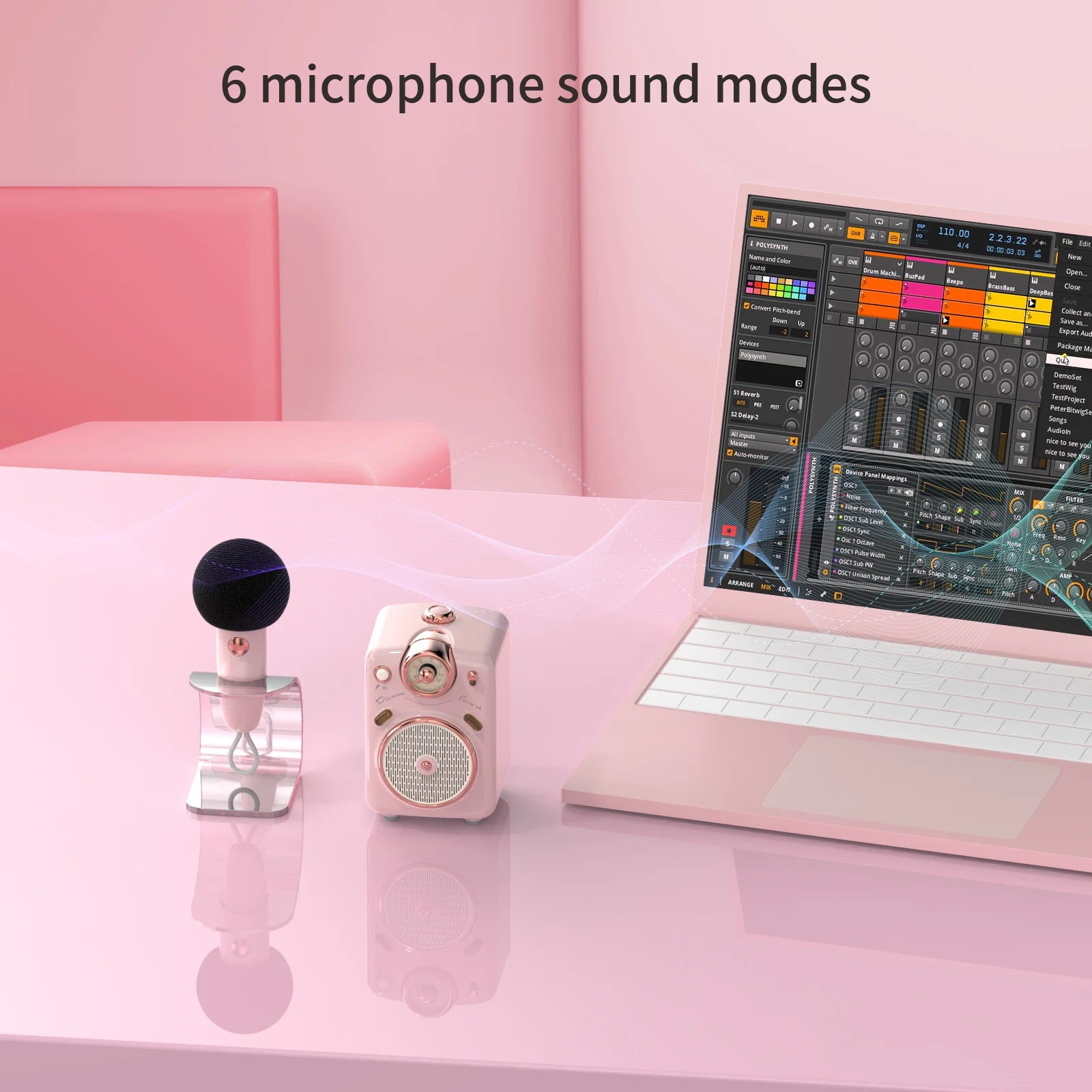 Divoom Fairy-OK Portable Bluetooth Speaker - Microphone Karaoke Function with Voice Change, FM Radio, TF Card Slot