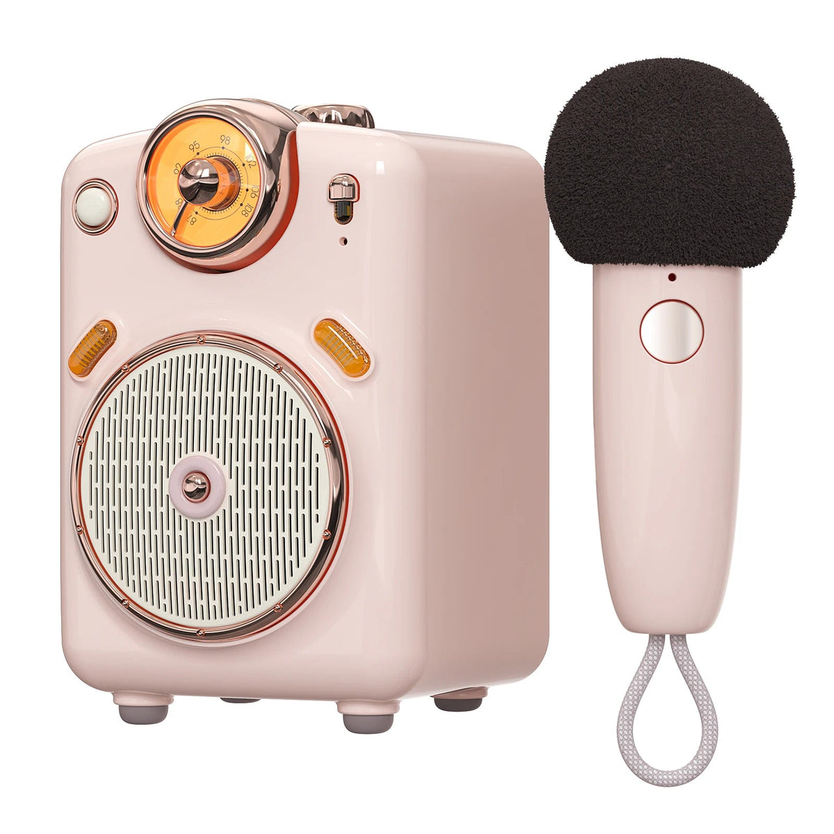 Divoom Fairy-OK Portable Bluetooth Speaker - Microphone Karaoke Function with Voice Change, FM Radio, TF Card Slot Pink / CHINA