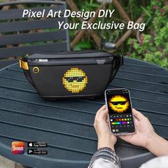 Divoom Pixel Art Sling Bag - Customizable Fashion Design, Outdoor Sport Waterproof, Ideal for Biking, Hiking, and Outdoor Activities with Spacious Interior Black / CHINA