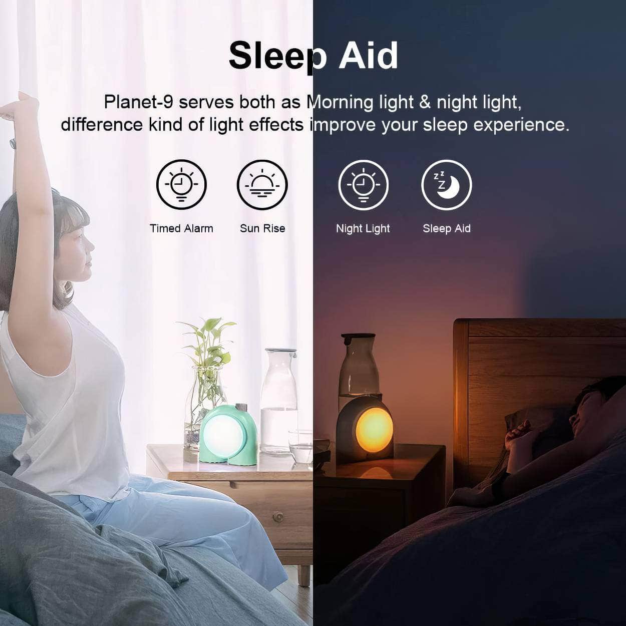 Divoom Planet-9 Decorative Mood Lamp - Programmable RGB LED Light Effects, Neon Atmosphere Bedside Lamp with Music Control