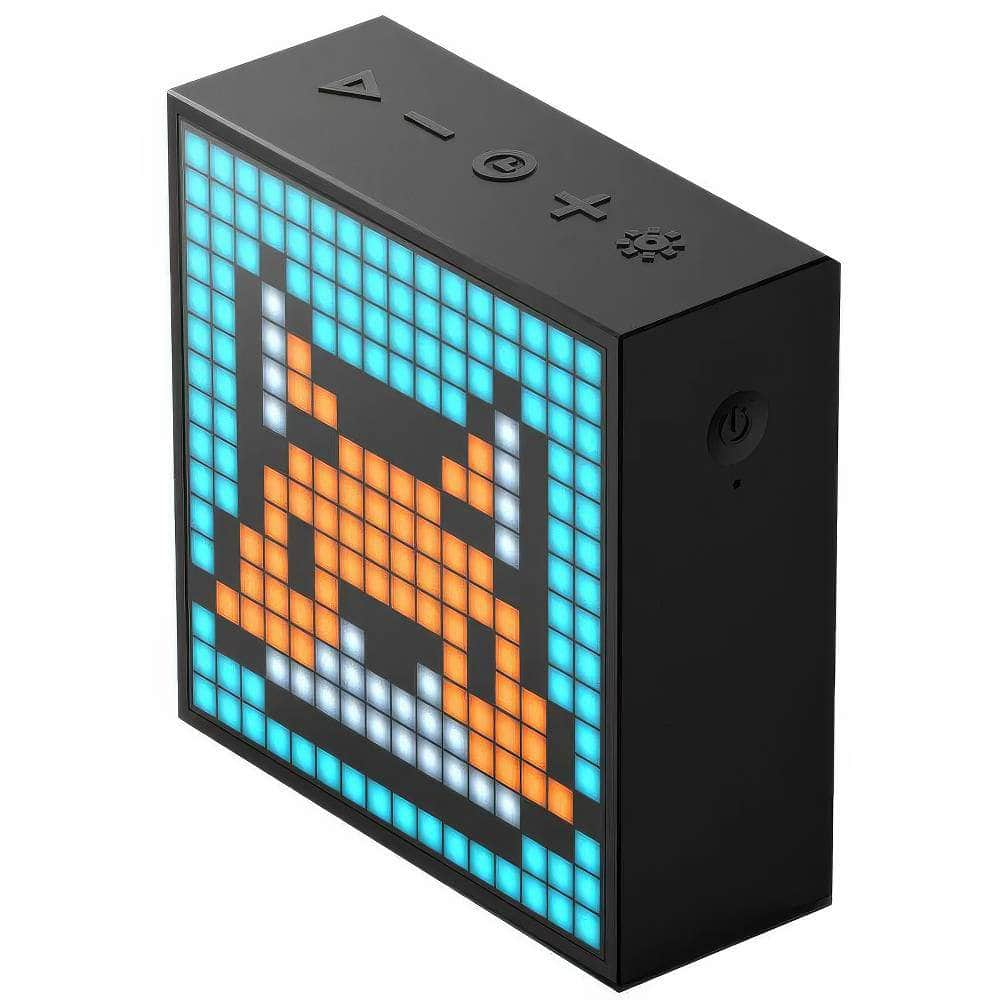 Divoom Timebox Evo Bluetooth Portable Speaker-4 - Clock Alarm, Programmable LED Display for Pixel Art Creation, Unique Gift Option Black