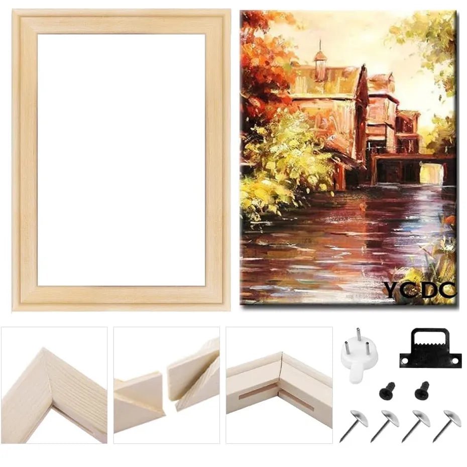 DIY Wood Canvas Stretcher Bars: Removable Frames Kit for Oil and Diamond Painting 20x30cm