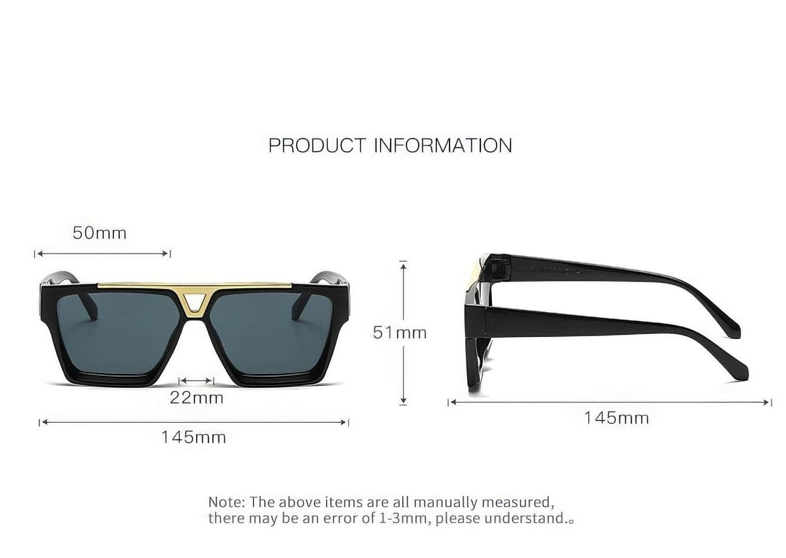 Double Beam Square Sunglasses