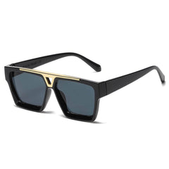 Double Beam Square Sunglasses Black/Gray / Resin