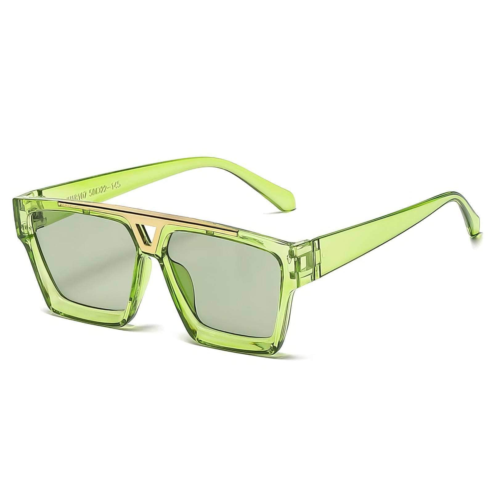 Double Beam Square Sunglasses Green/Green / Resin