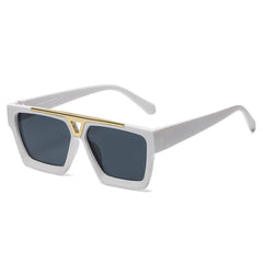 Double Beam Square Sunglasses White/Gray / Resin