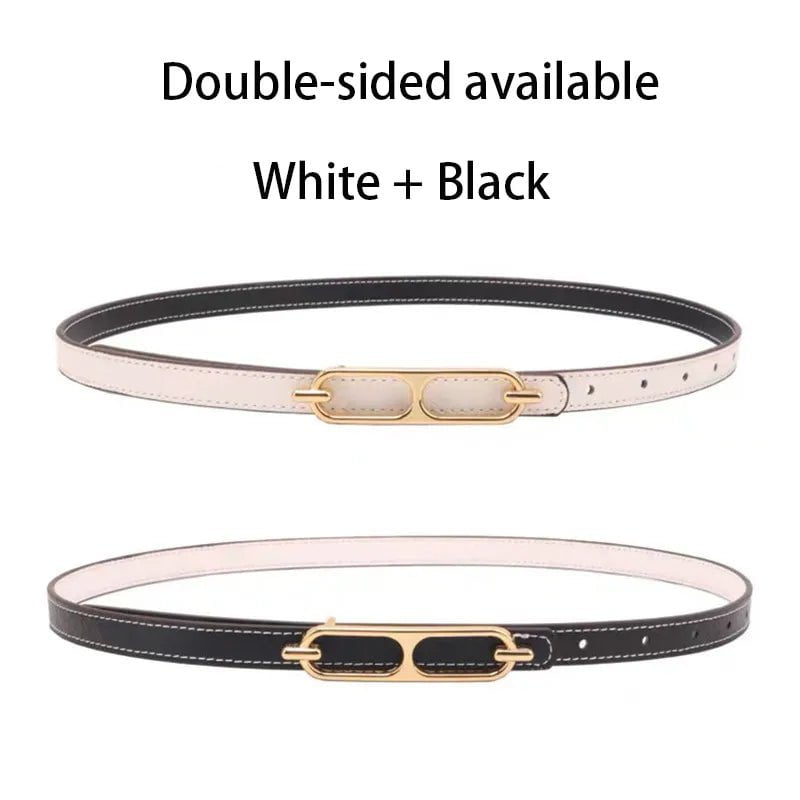 Double-Sided Women's Thin Belt Black-White / 105cm