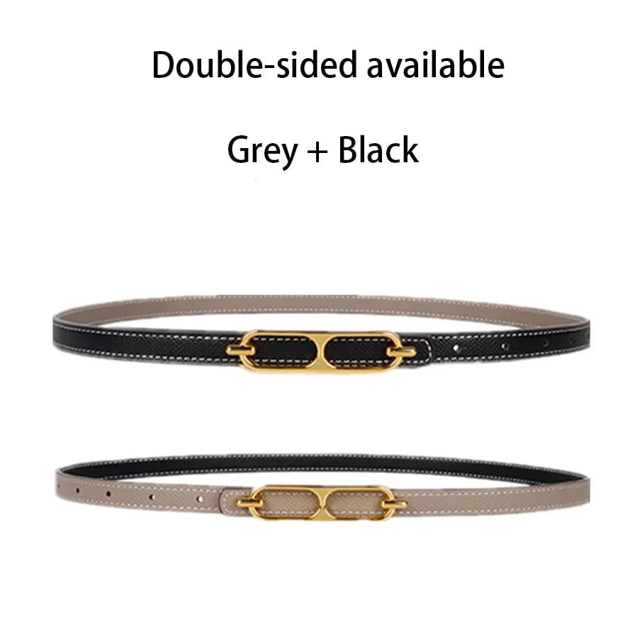 Double-Sided Women's Thin Belt Gray-Black / 105cm