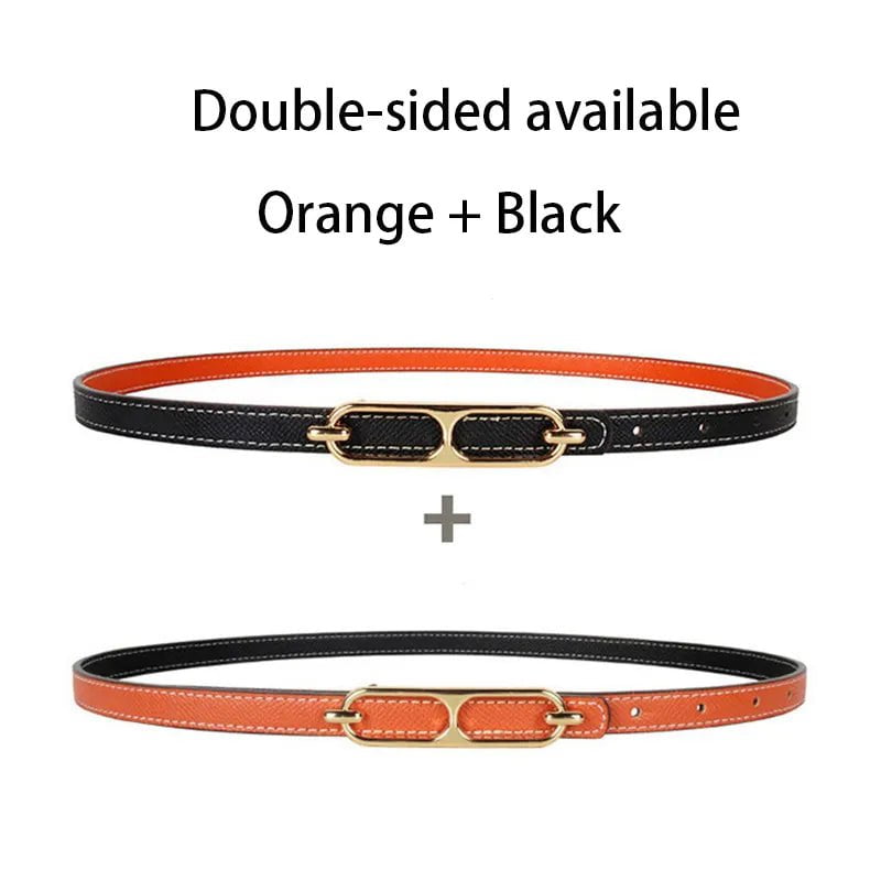 Double-Sided Women's Thin Belt Orange-Black / 105cm