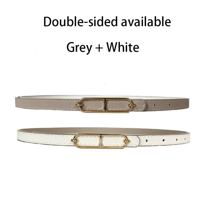 Double-Sided Women's Thin Belt White-Gray / 105cm