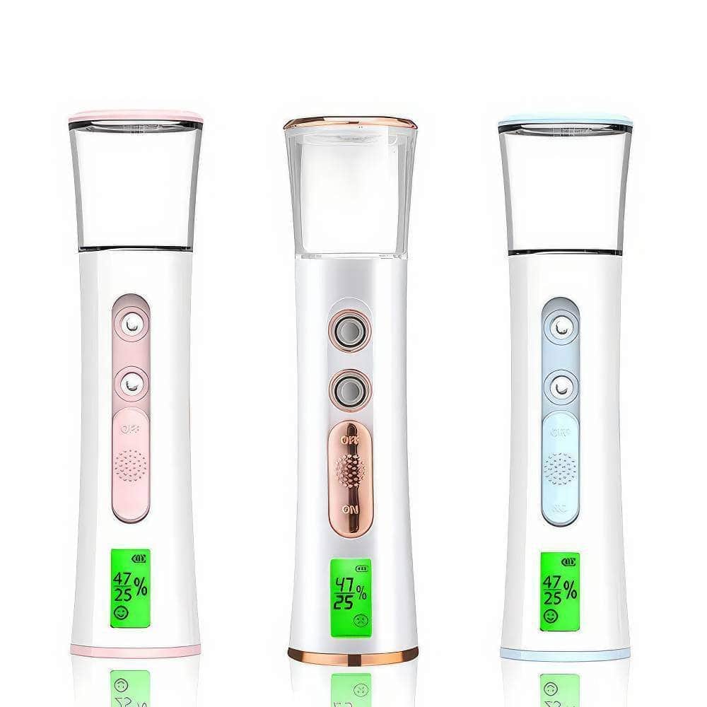 Double Spray-head Nano Mist Sprayer - Mini Hydrating Humidifier with LED Display, Portable Facial Steamer, Handheld Nebulizer for Skin Care
