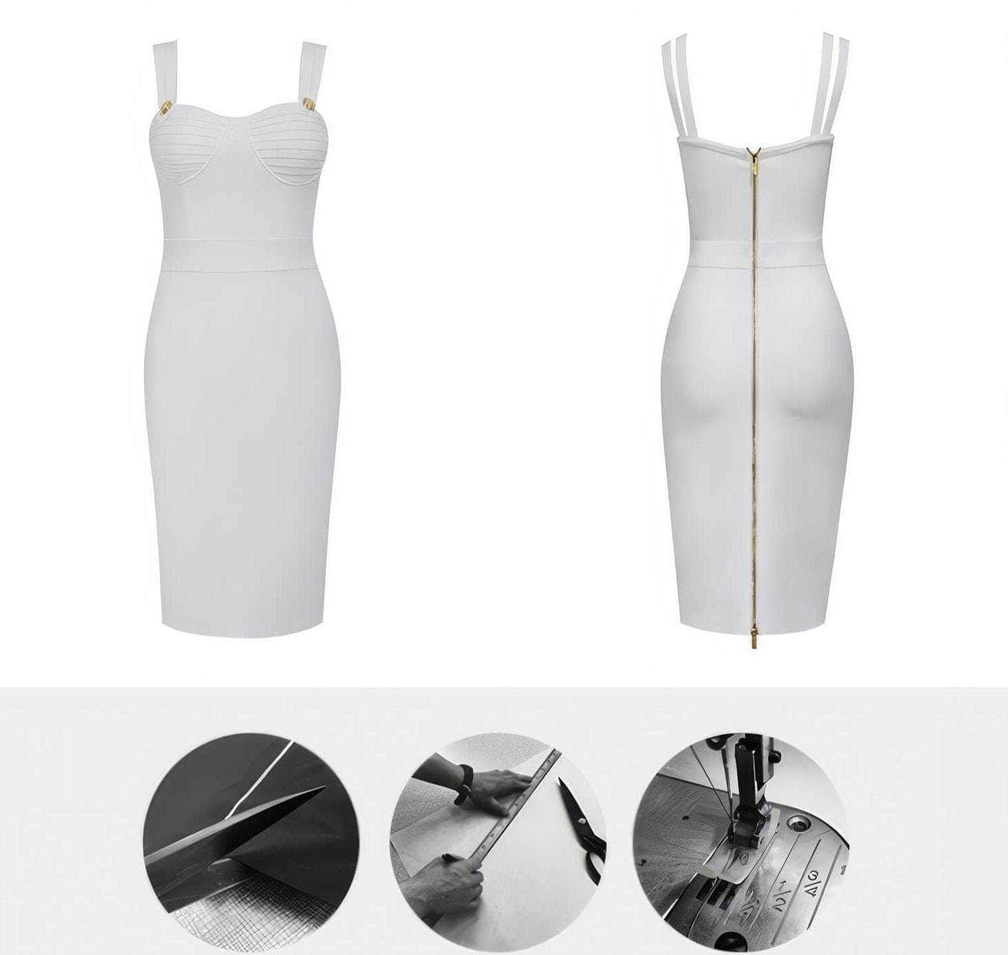 Double Strap Corset Bandage Midi Dress