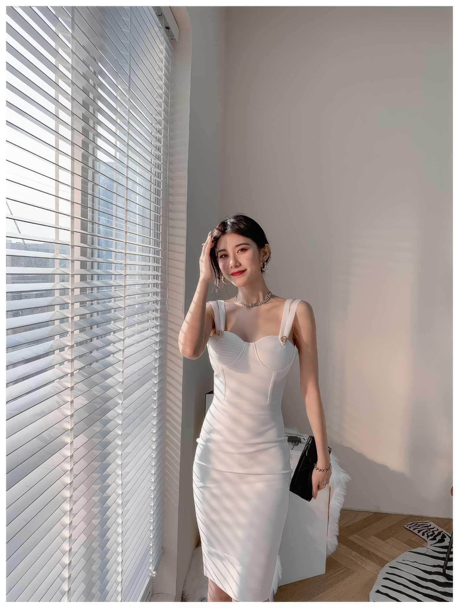 Double Strap Corset Bandage Midi Dress