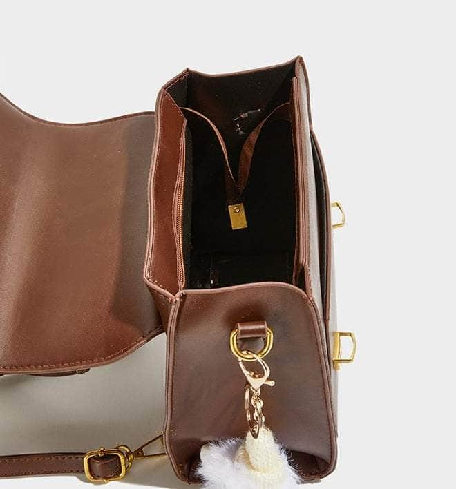 Double Strap Square Leather Backpack