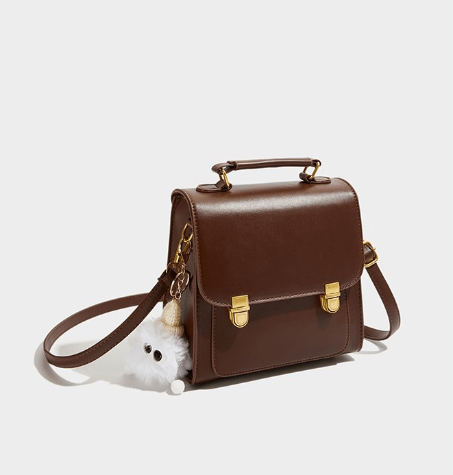 Double Strap Square Leather Backpack