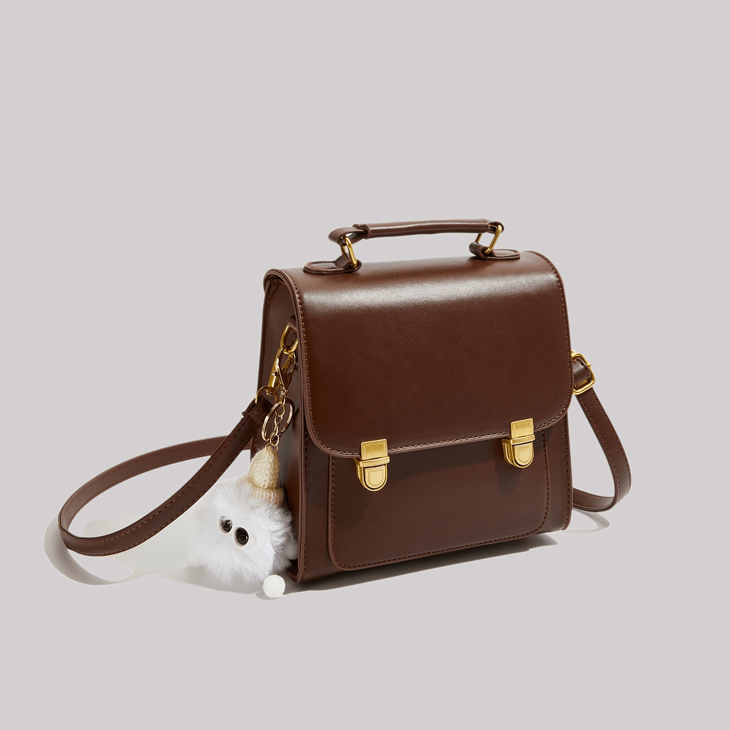 Double Strap Square Leather Backpack