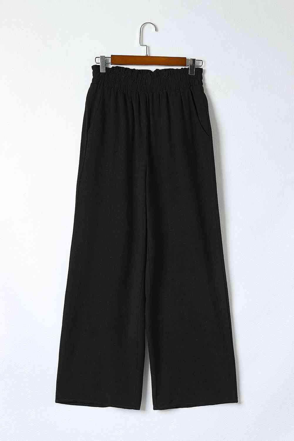 Double Take Elastic Waist Straight Leg Pants with Pockets