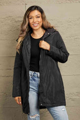 Double Take Faux Fur Trim Hooded Puffer Jacket Black / S