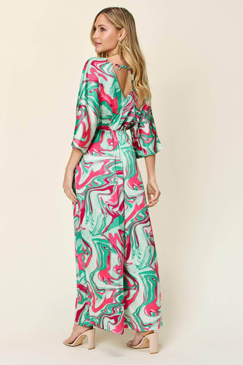 Double Take Full Size Half Sleeve Wide Leg Jumpsuit