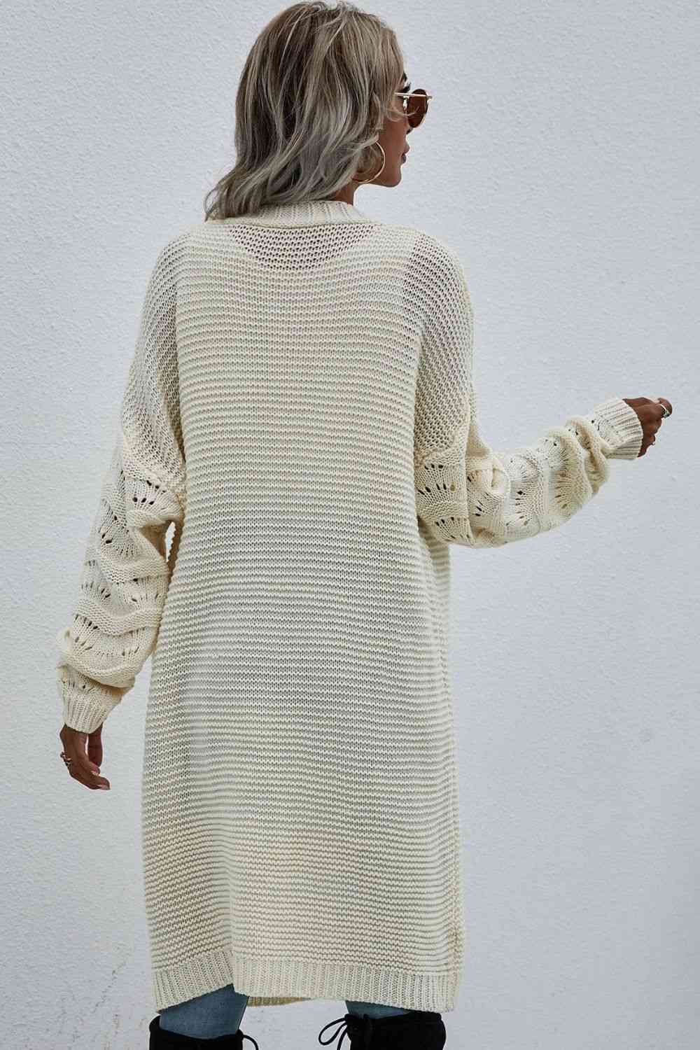 Double Take Horizontal Ribbing Open Front Duster Cardigan