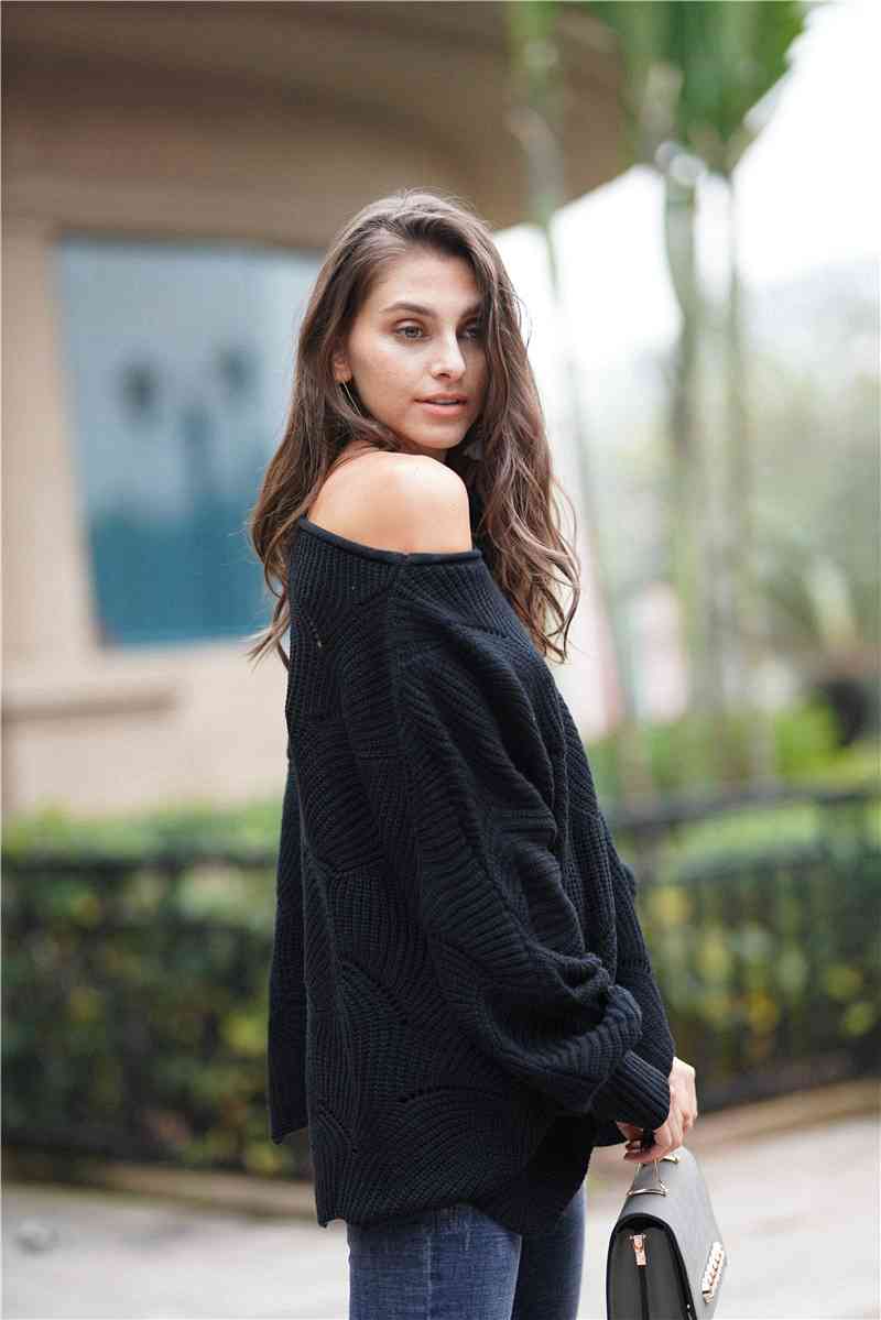 Double Take Openwork Boat Neck Sweater with Scalloped Hem