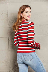 Double Take Striped Round Neck Long Sleeve Top