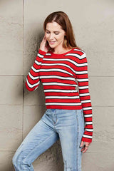 Double Take Striped Round Neck Long Sleeve Top