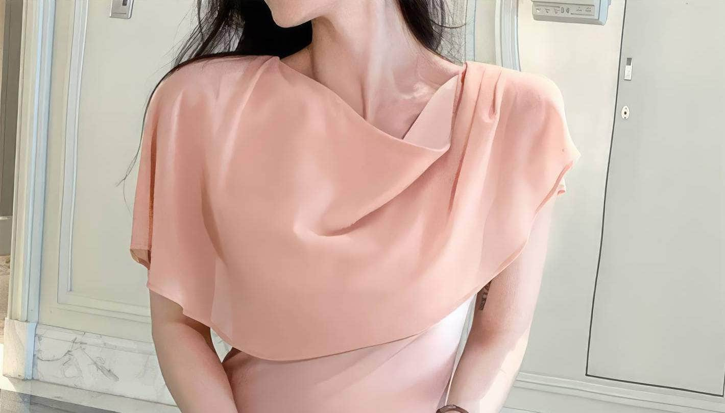 Draped Cape Silk Mermaid Dress