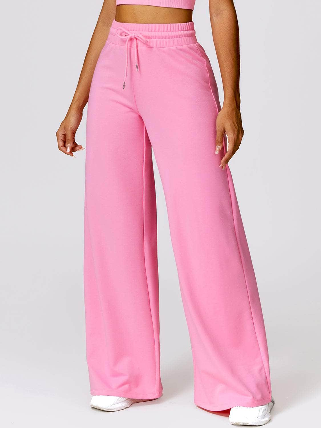 Drawstring High Waist Active Pants Blush Pink / S