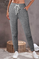 Drawstring Joggers with Pockets Charcoal / S