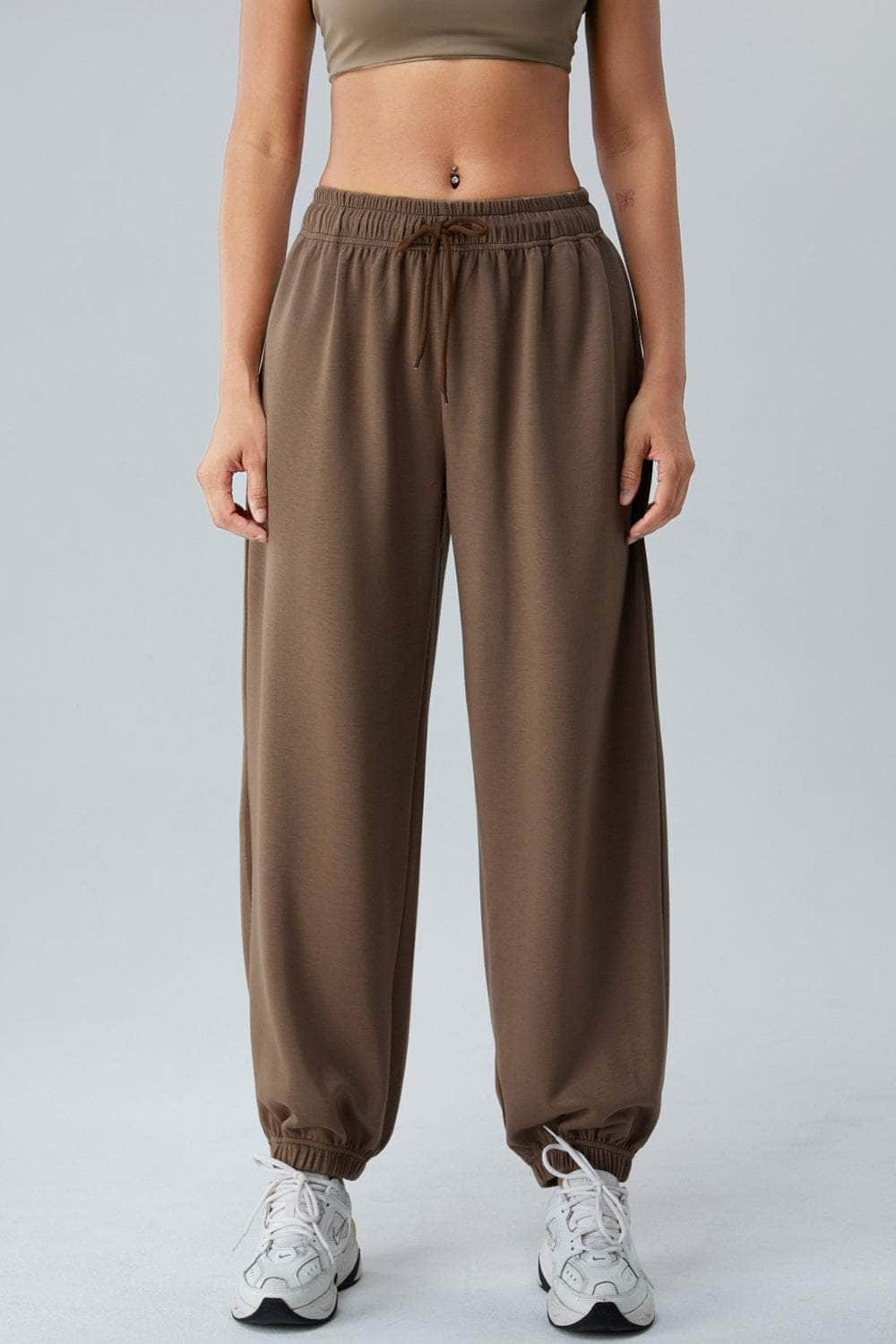 Drawstring Pocketed Active Pants Chestnut / S