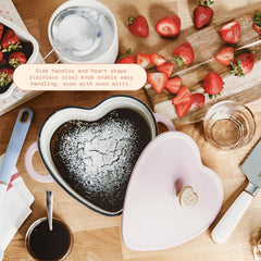 Drew Barrymore Pink Champagne 2QT Cast Iron Heart Dutch Oven cookware