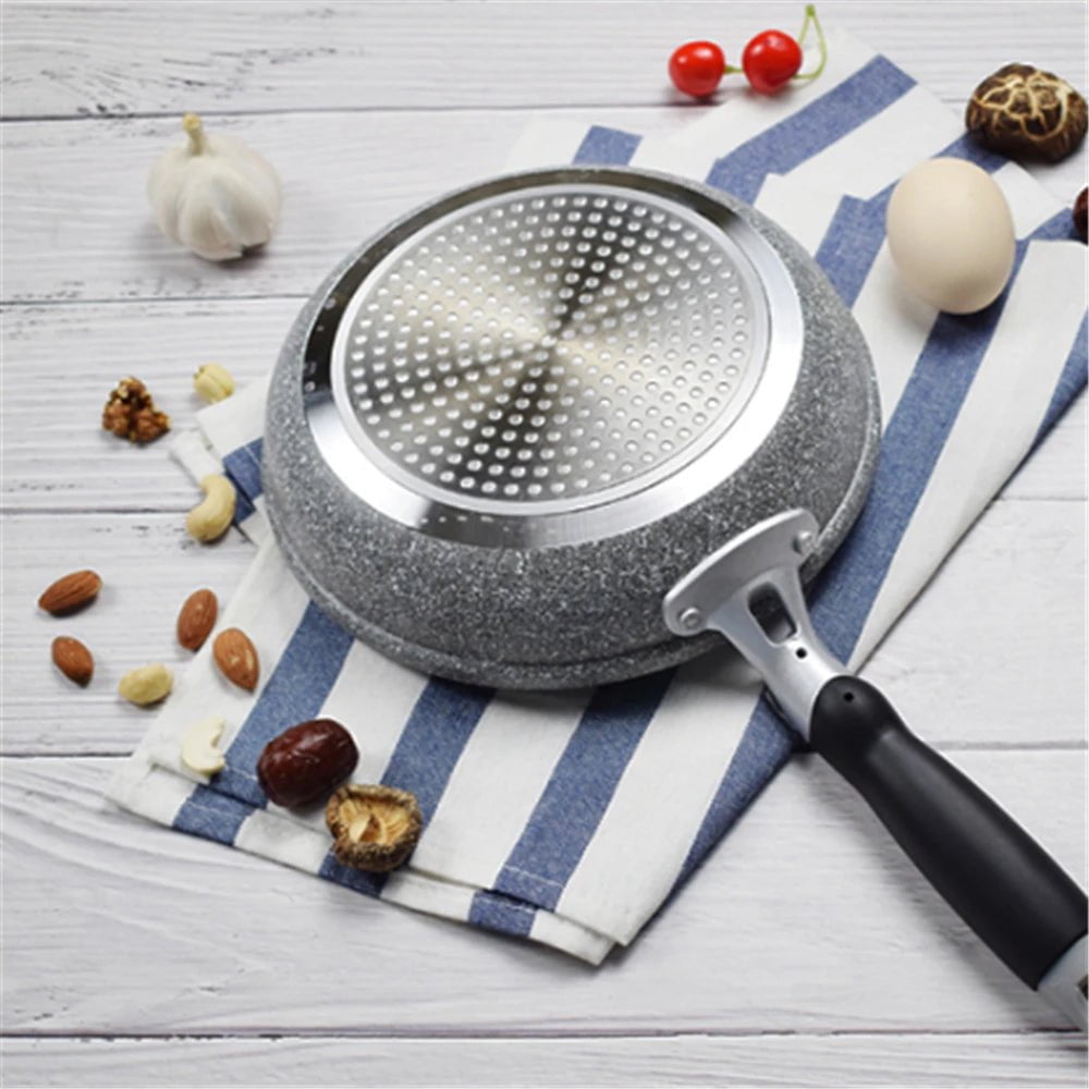 Durable Stone Frying Wok Pan - Non-stick Ceramic Pot, Induction Fryer, Steak Cooking, Gas Stove Skillet - Kitchen Cookware Set