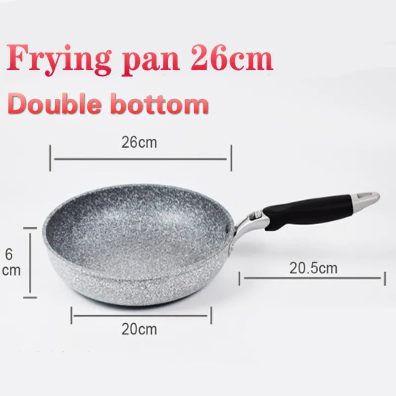 Durable Stone Frying Wok Pan - Non-stick Ceramic Pot, Induction Fryer, Steak Cooking, Gas Stove Skillet - Kitchen Cookware Set Frying Pan 26cm