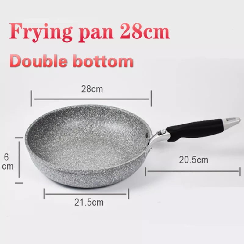 Durable Stone Frying Wok Pan - Non-stick Ceramic Pot, Induction Fryer, Steak Cooking, Gas Stove Skillet - Kitchen Cookware Set Frying Pan 28cm