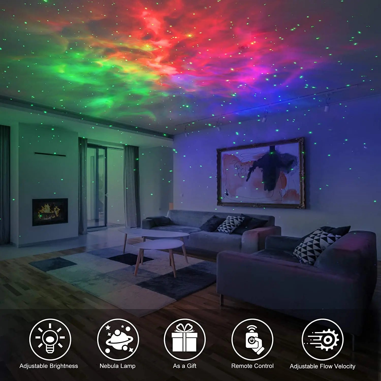 Dynamic Galaxy Star Projector: Colorful Nebula Cloud Night Light for Bedroom, Games Room, Party