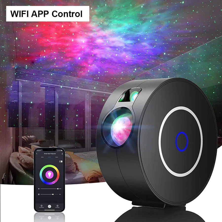 Dynamic Galaxy Star Projector: Colorful Nebula Cloud Night Light for Bedroom, Games Room, Party Black With WiFi